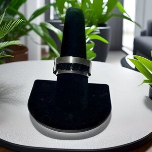 Diesel Men's Silver Band with Black Detail